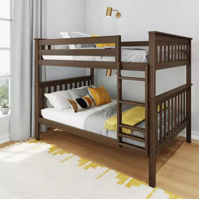 Lit superposé double pour enfants, lit plateforme en bois massif, pas besoin de sommier tapissier