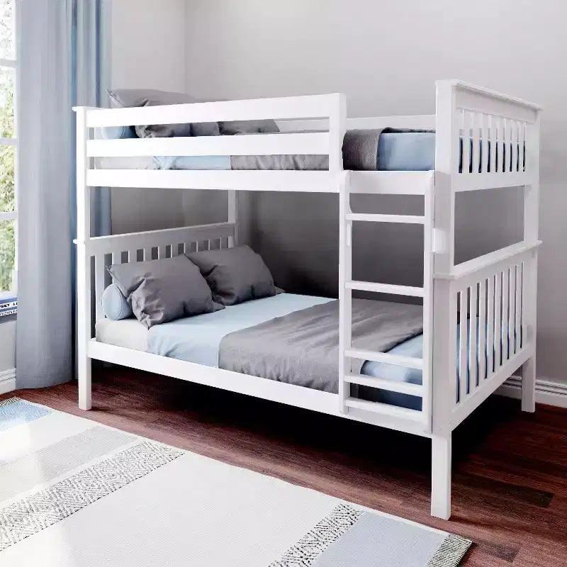 Lit superposé double pour enfants, lit plateforme en bois massif, pas besoin de sommier tapissier