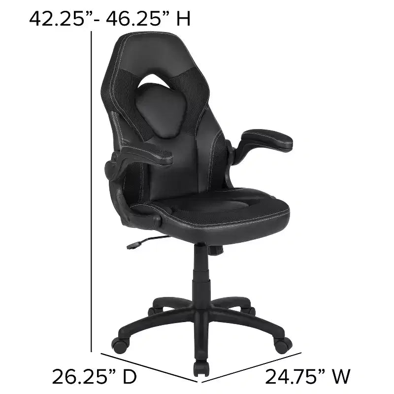Bureau de jeu et chaise de course avec porte-gobelet, support de casque et support pour écran/smartphone
