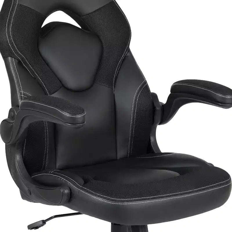 Bureau de jeu et chaise de course avec porte-gobelet, support de casque et support pour écran/smartphone