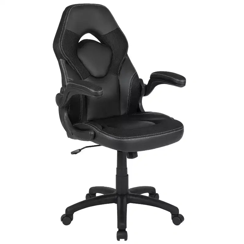Bureau de jeu et chaise de course avec porte-gobelet, support de casque et support pour écran/smartphone