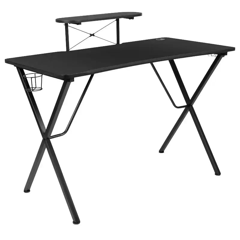 Bureau de jeu et chaise de course avec porte-gobelet, support de casque et support pour écran/smartphone