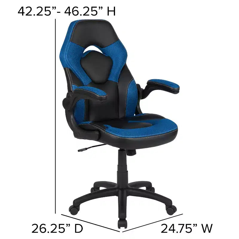 Bureau de jeu et chaise de course avec porte-gobelet, support de casque et support pour écran/smartphone