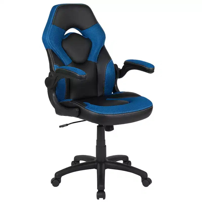Bureau de jeu et chaise de course avec porte-gobelet, support de casque et support pour écran/smartphone