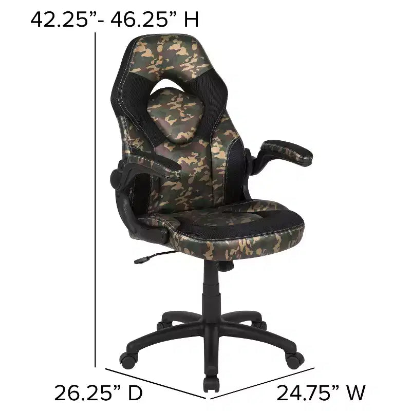 Bureau de jeu et chaise de course avec porte-gobelet, support de casque et support pour écran/smartphone