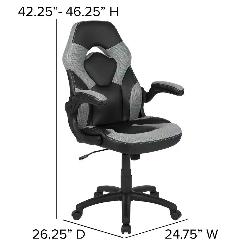 Bureau de jeu et chaise de course avec porte-gobelet, support de casque et support pour écran/smartphone