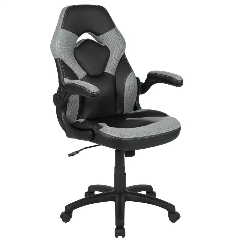Bureau de jeu et chaise de course avec porte-gobelet, support de casque et support pour écran/smartphone