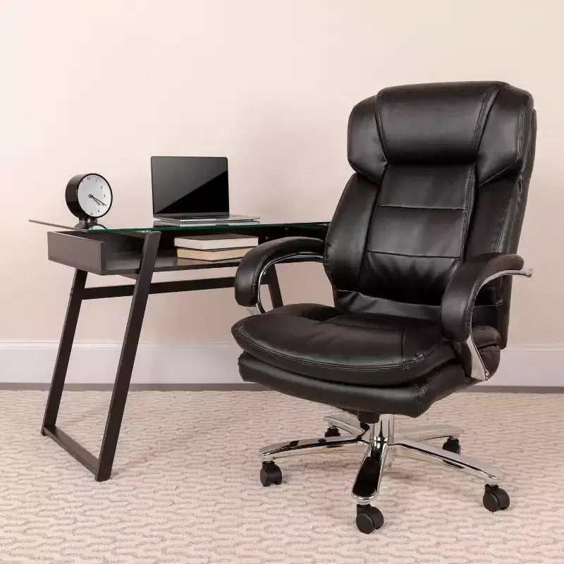 Chaise de bureau ergonomique pivotante de direction à usage intensif 24h/24, 7j/7, grande taille, capacité 227 kg, avec accoudoirs fixes, série 24/7