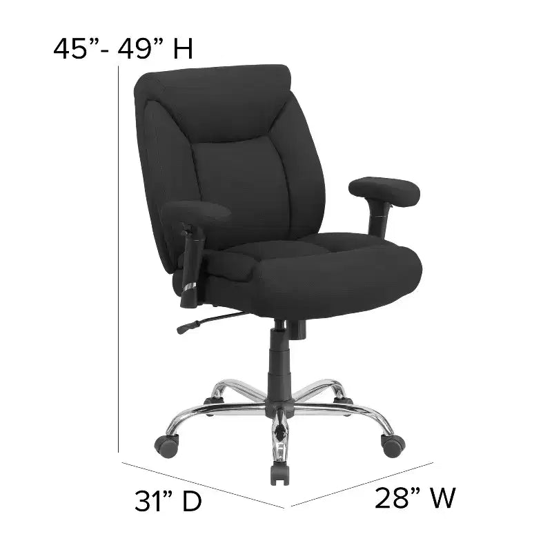 Chaise de bureau ergonomique pivotante de direction à usage intensif 24h/24, 7j/7, grande taille, capacité 227 kg, avec accoudoirs fixes, série 24/7