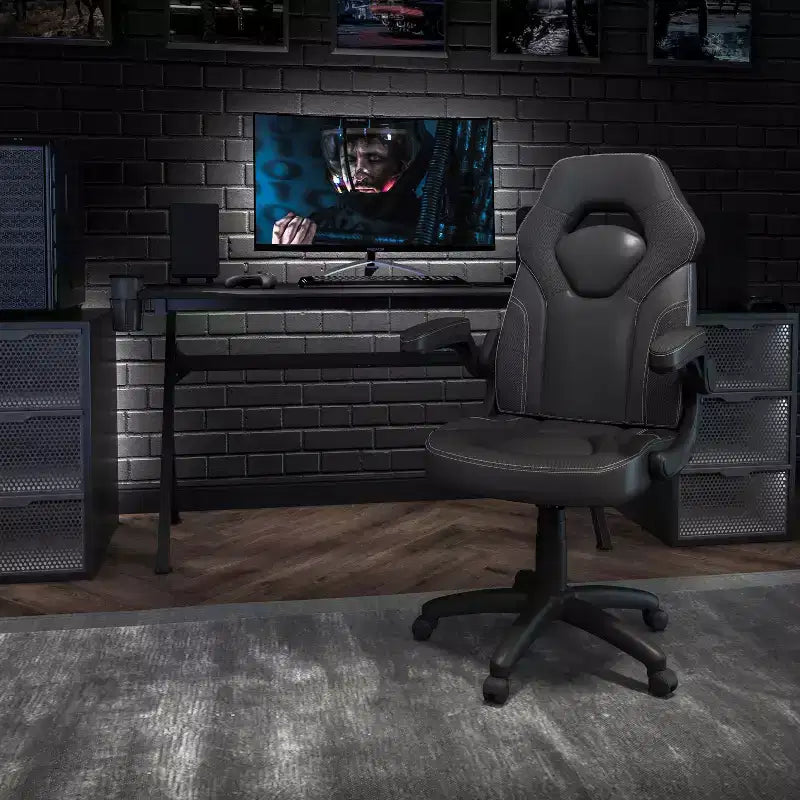 Chaise de bureau de jeu X10 Racing Fauteuil ergonomique réglable pour ordinateur PC avec accoudoirs relevables