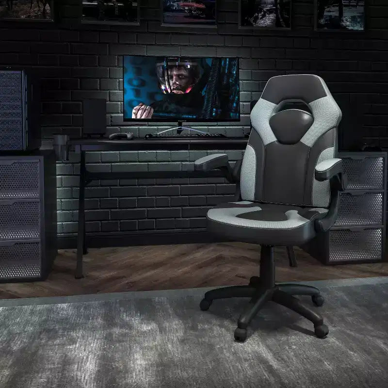 Chaise de bureau de jeu X10 Racing Fauteuil ergonomique réglable pour ordinateur PC avec accoudoirs relevables