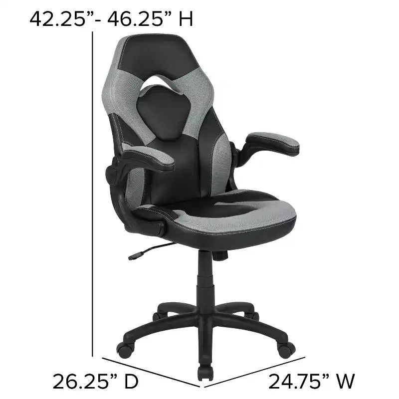Chaise de bureau de jeu X10 Racing Fauteuil ergonomique réglable pour ordinateur PC avec accoudoirs relevables