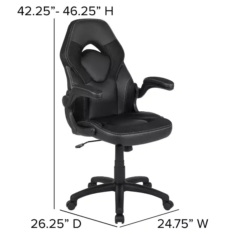 Chaise de bureau de jeu X10 Racing Fauteuil ergonomique réglable pour ordinateur PC avec accoudoirs relevables