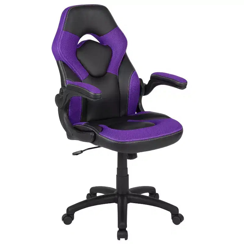 Chaise de bureau de jeu X10 Racing Fauteuil ergonomique réglable pour ordinateur PC avec accoudoirs relevables