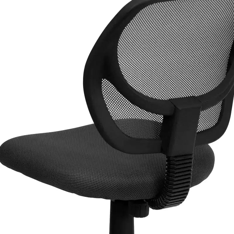Fauteuil de bureau pivotant à dossier bas en maille avec dossier carré incurvé