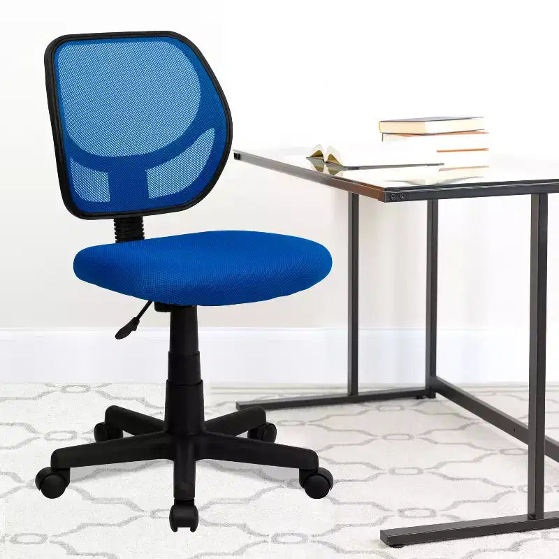 Fauteuil de bureau pivotant à dossier bas en maille avec dossier carré incurvé