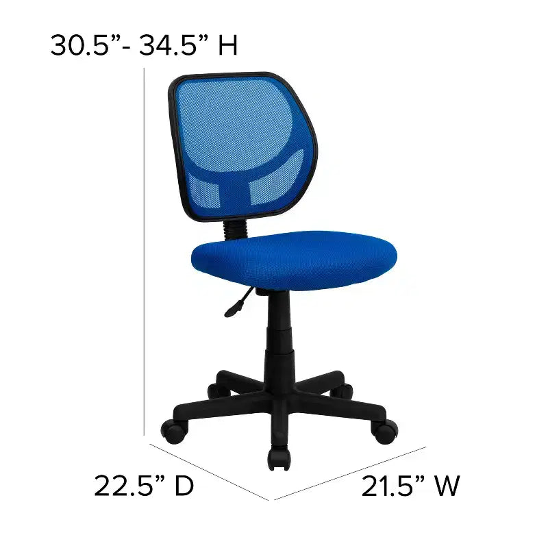 Fauteuil de bureau pivotant à dossier bas en maille avec dossier carré incurvé