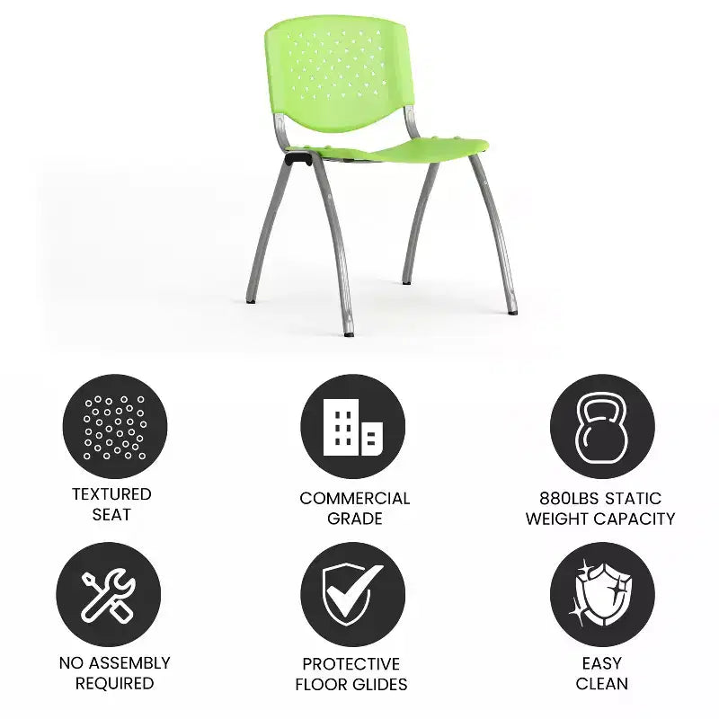 Chaise empilable en plastique de la série 880 avec cadre thermolaqué et capacité de 400 kg