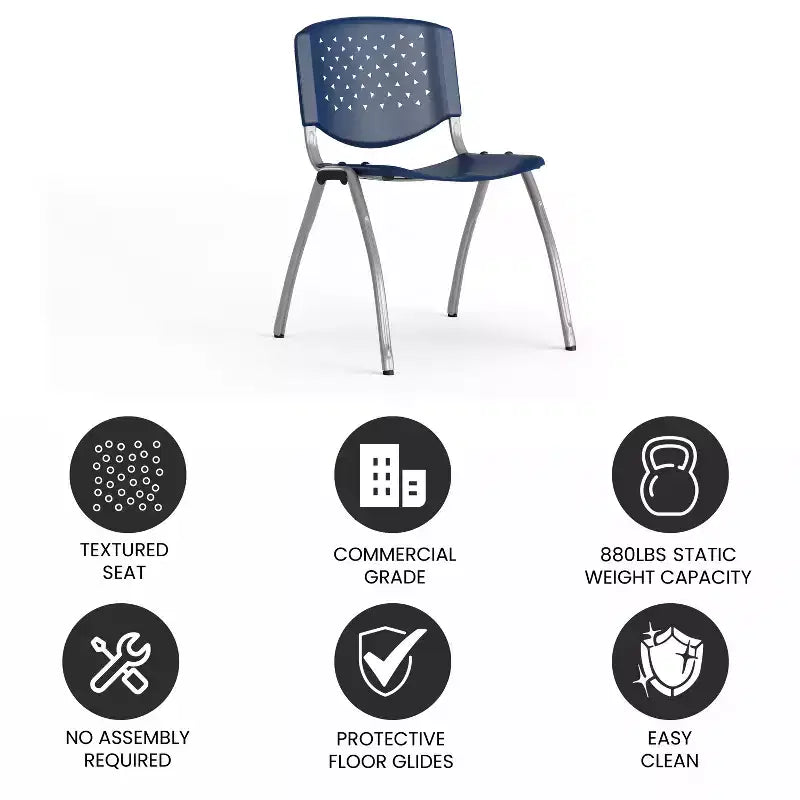 Chaise empilable en plastique de la série 880 avec cadre thermolaqué et capacité de 400 kg