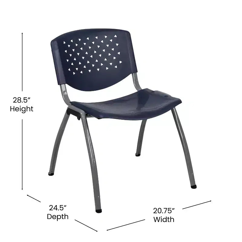 Chaise empilable en plastique de la série 880 avec cadre thermolaqué et capacité de 400 kg