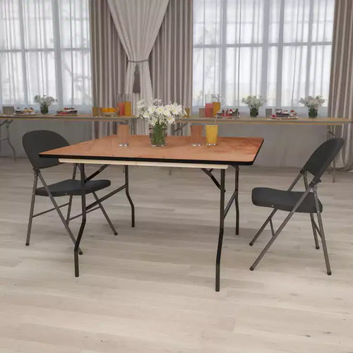 Table de réception pliante carrée en bois de 1,2 m pour événements et traiteur