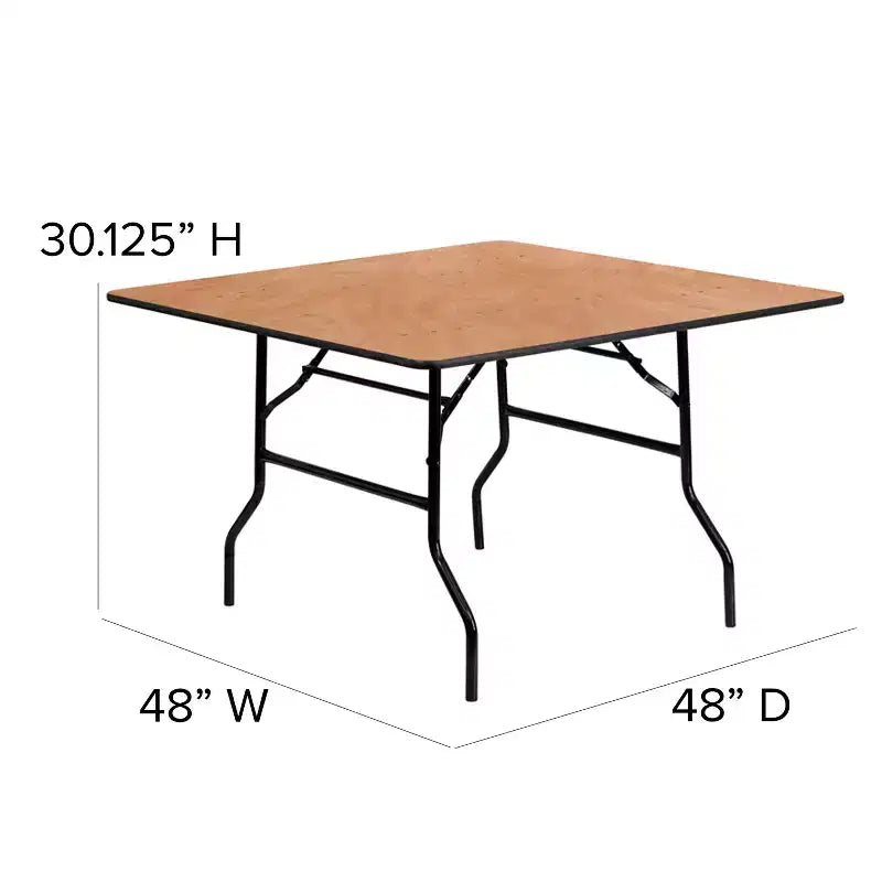 Table de réception pliante carrée en bois de 1,2 m pour événements et traiteur