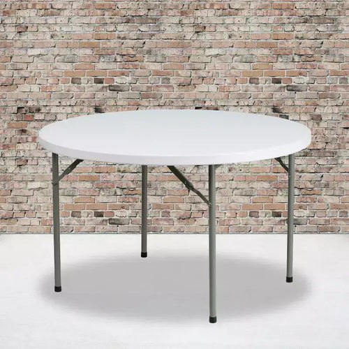 Table de banquet pliante ronde en plastique blanc et granit de 1,2 m