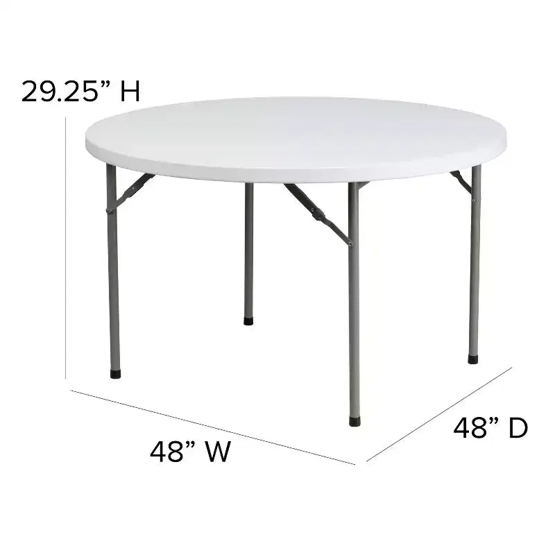 Table de banquet pliante ronde en plastique blanc et granit de 1,2 m