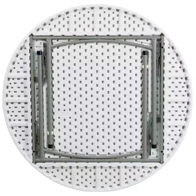 Table de banquet pliante ronde en plastique blanc et granit de 1,2 m