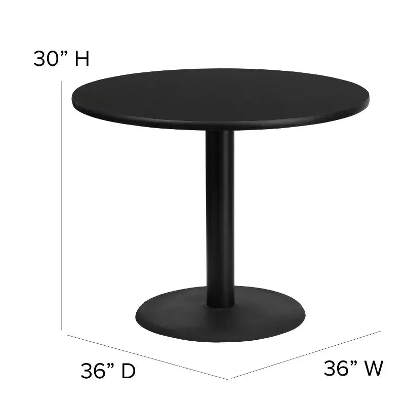Table ronde stratifiée à piétement en X de 36 po avec 4 chaises de banquet