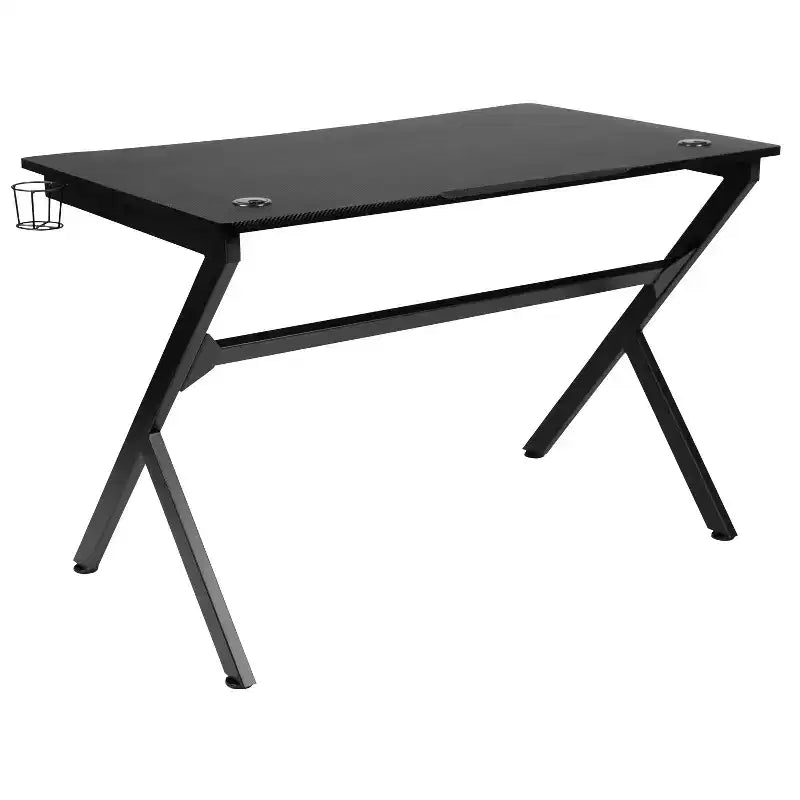 Bureau de Gamer 45,25 x 29 Table d'ordinateur Poste de travail pour joueur avec support de casque et 2 trous de gestion des câbles