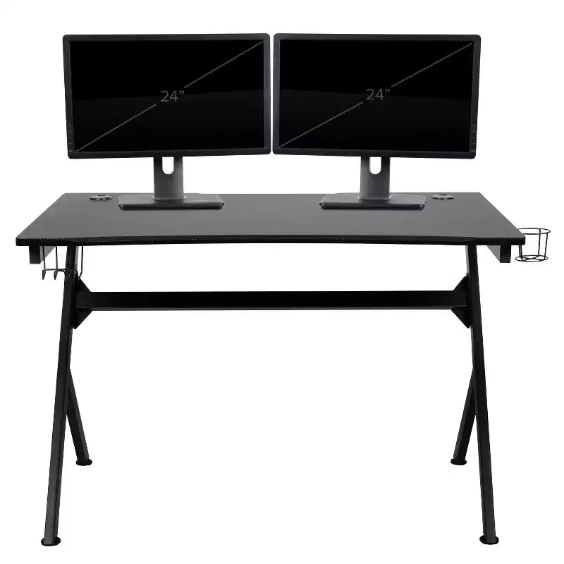 Bureau de Gamer 45,25 x 29 Table d'ordinateur Poste de travail pour joueur avec support de casque et 2 trous de gestion des câbles