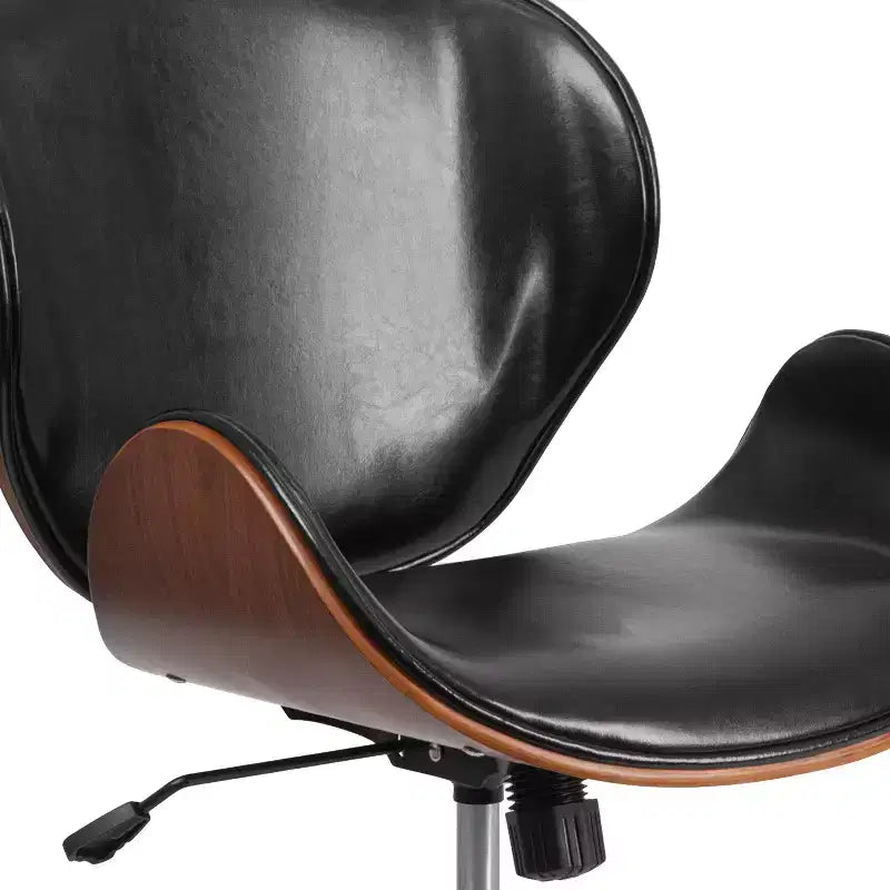 Fauteuil de conférence de bureau mi-dossier en bois avec assise en cuir