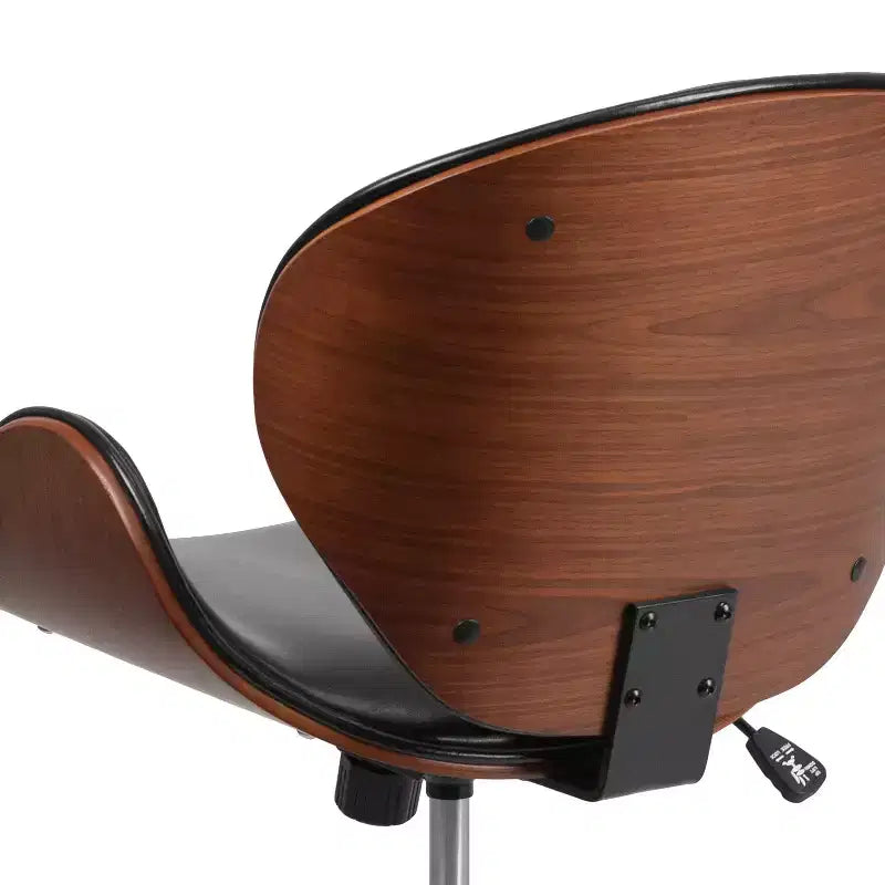 Fauteuil de conférence de bureau mi-dossier en bois avec assise en cuir