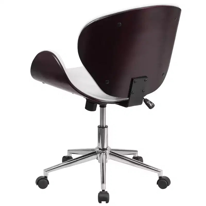 Fauteuil de conférence de bureau mi-dossier en bois avec assise en cuir