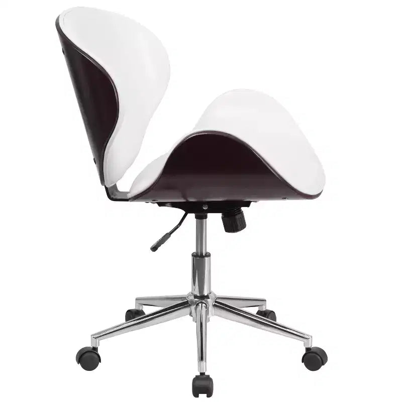 Fauteuil de conférence de bureau mi-dossier en bois avec assise en cuir