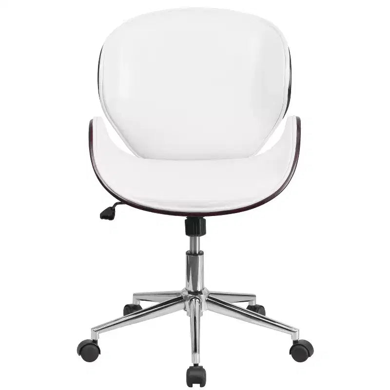 Fauteuil de conférence de bureau mi-dossier en bois avec assise en cuir