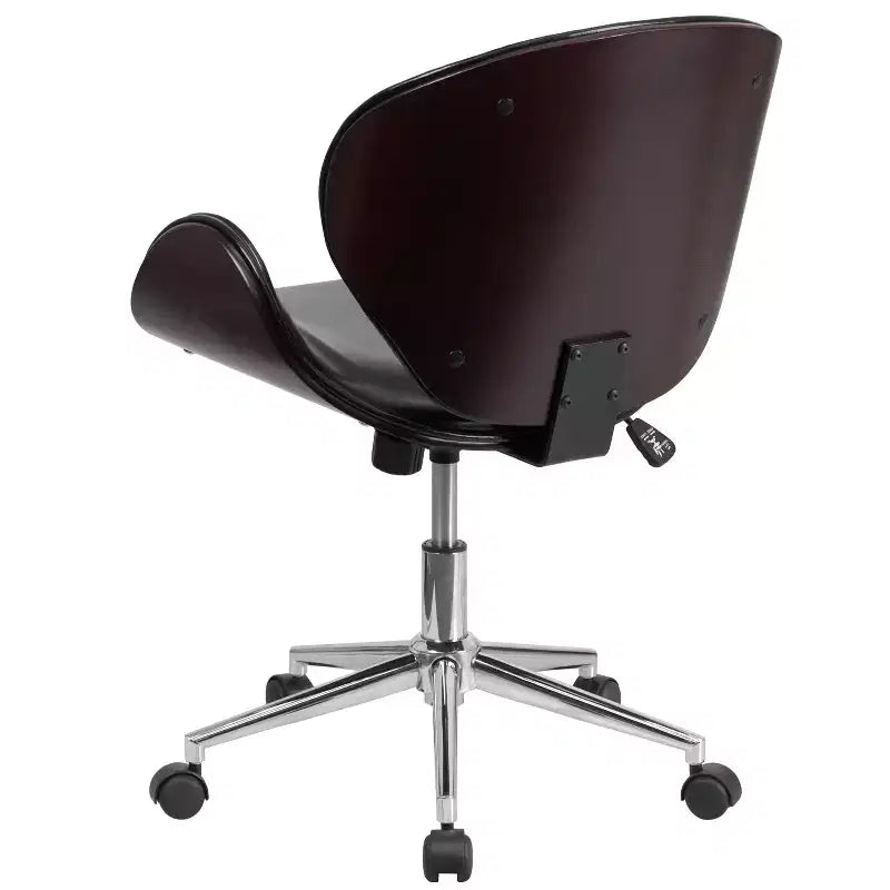 Fauteuil de conférence de bureau mi-dossier en bois avec assise en cuir
