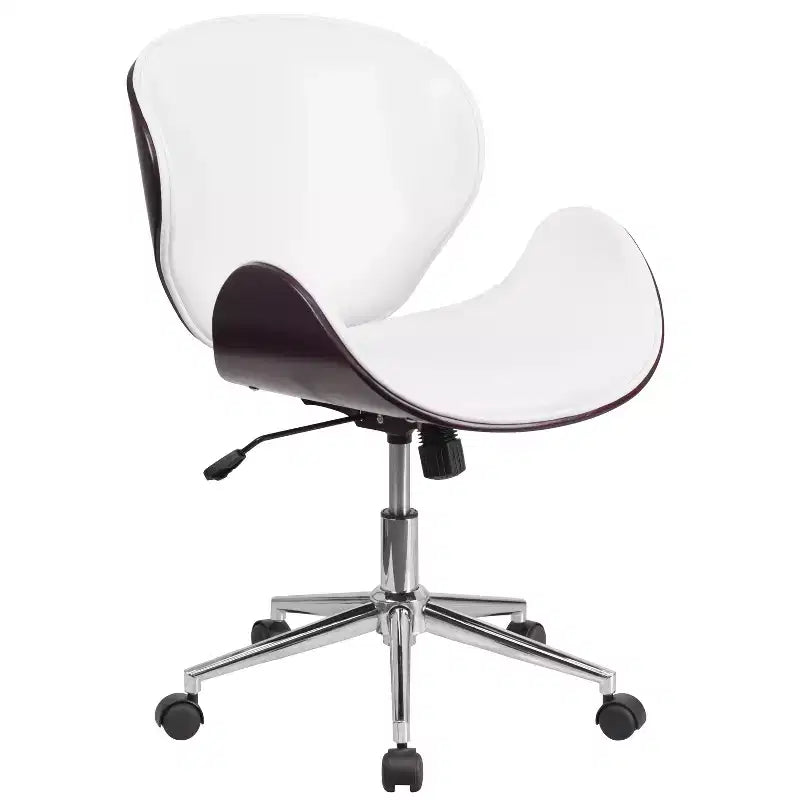 Fauteuil de conférence de bureau mi-dossier en bois avec assise en cuir