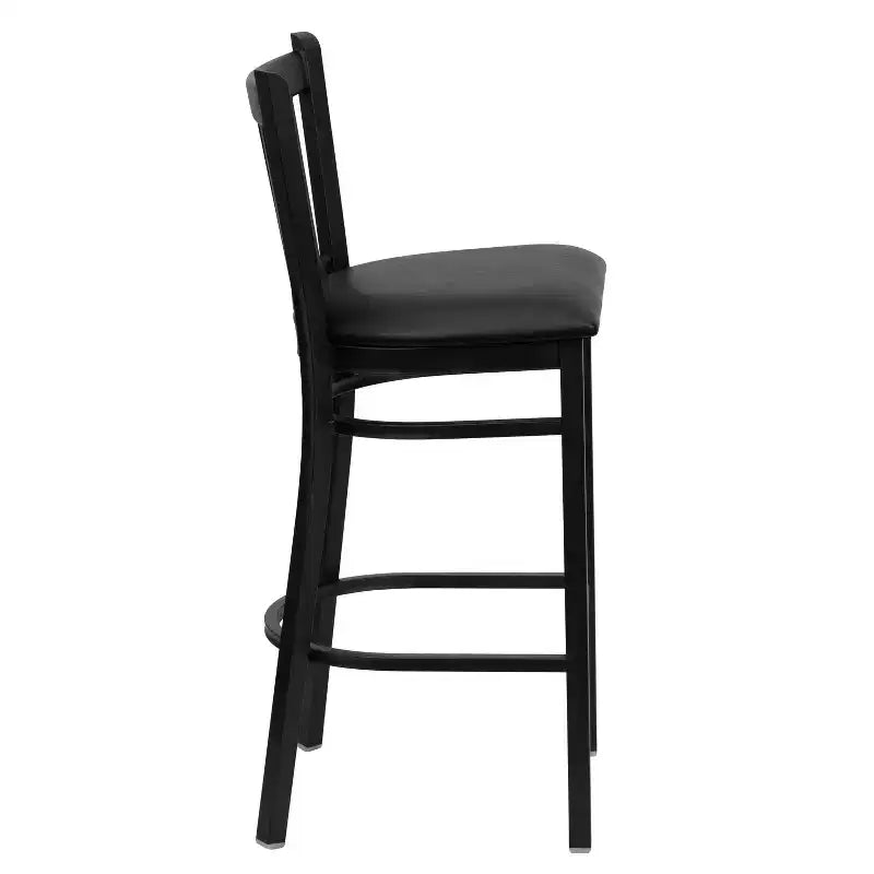 Tabouret de bar/restaurant en métal noir avec dossier vertical