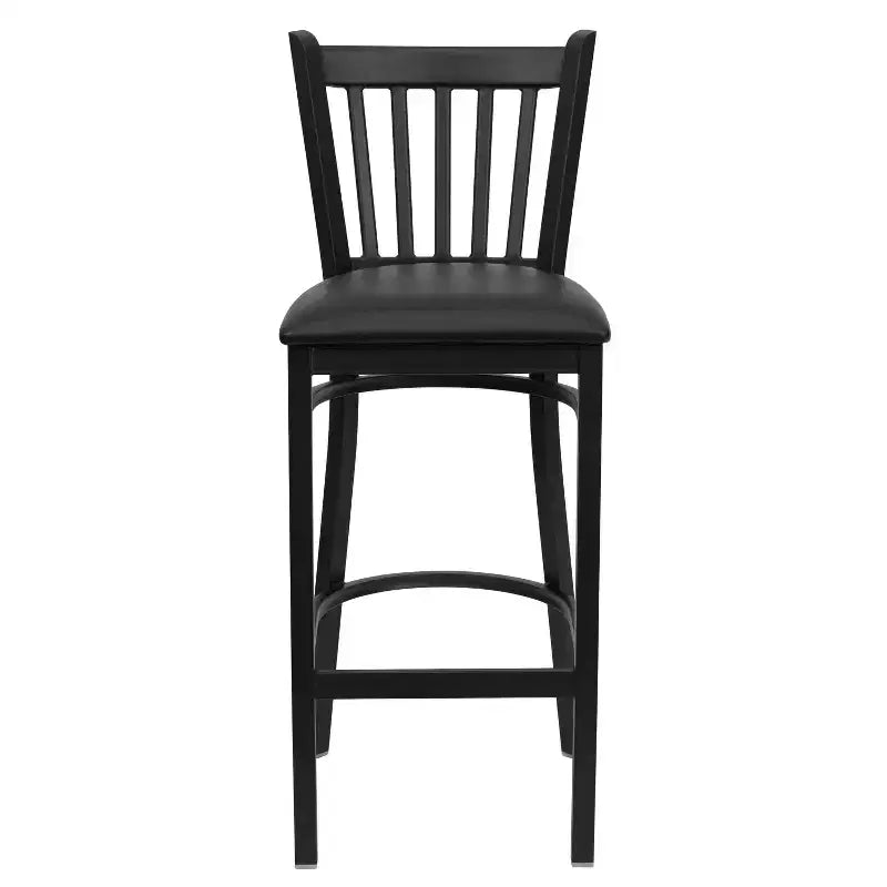 Tabouret de bar/restaurant en métal noir avec dossier vertical