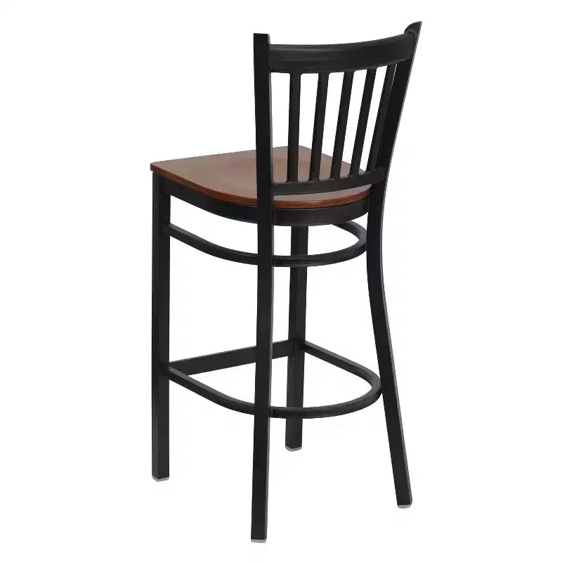 Tabouret de bar/restaurant en métal noir avec dossier vertical
