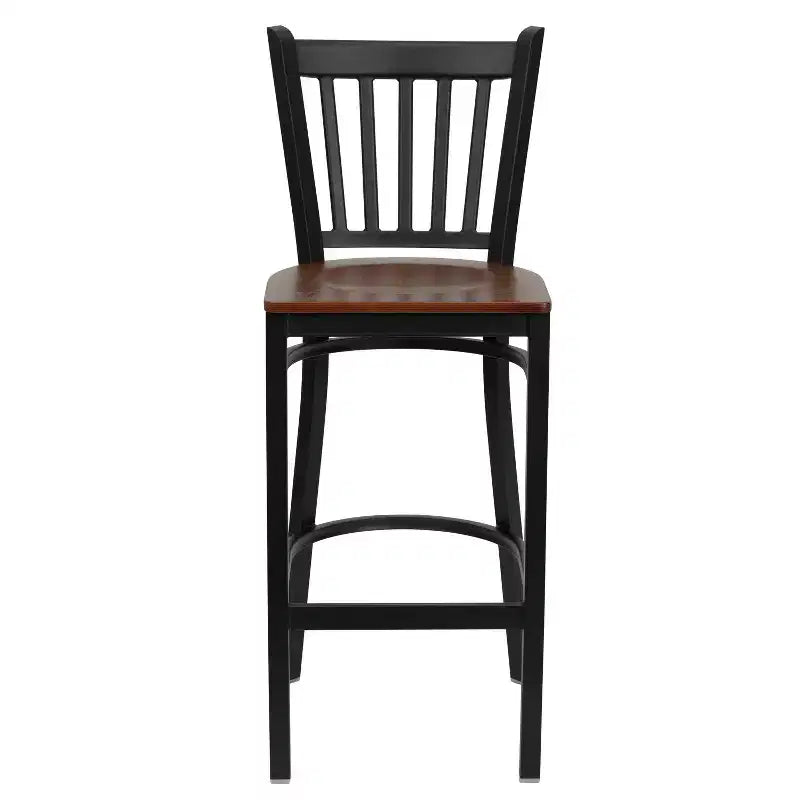 Tabouret de bar/restaurant en métal noir avec dossier vertical