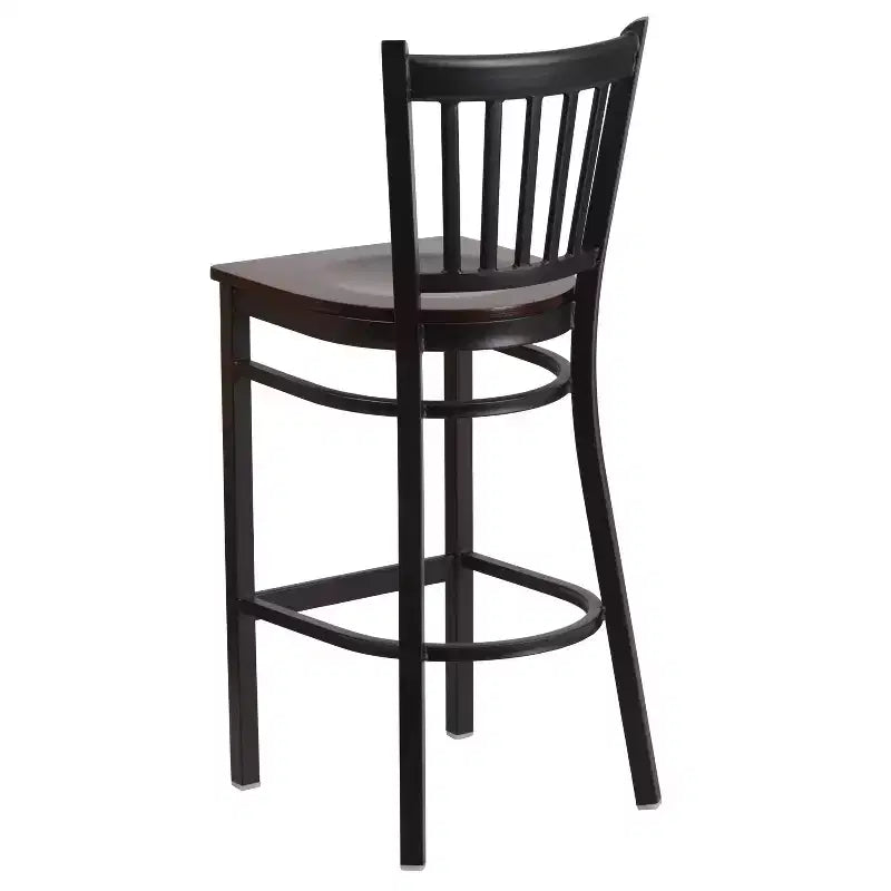 Tabouret de bar/restaurant en métal noir avec dossier vertical
