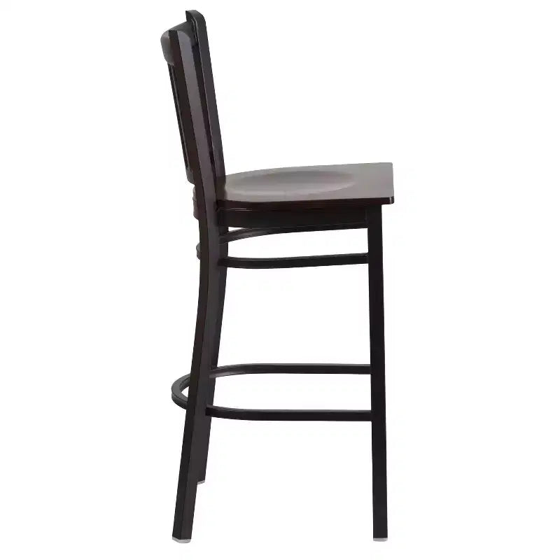 Tabouret de bar/restaurant en métal noir avec dossier vertical