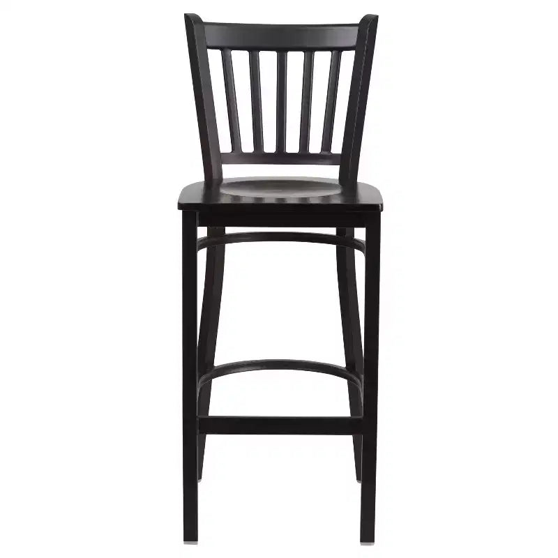 Tabouret de bar/restaurant en métal noir avec dossier vertical