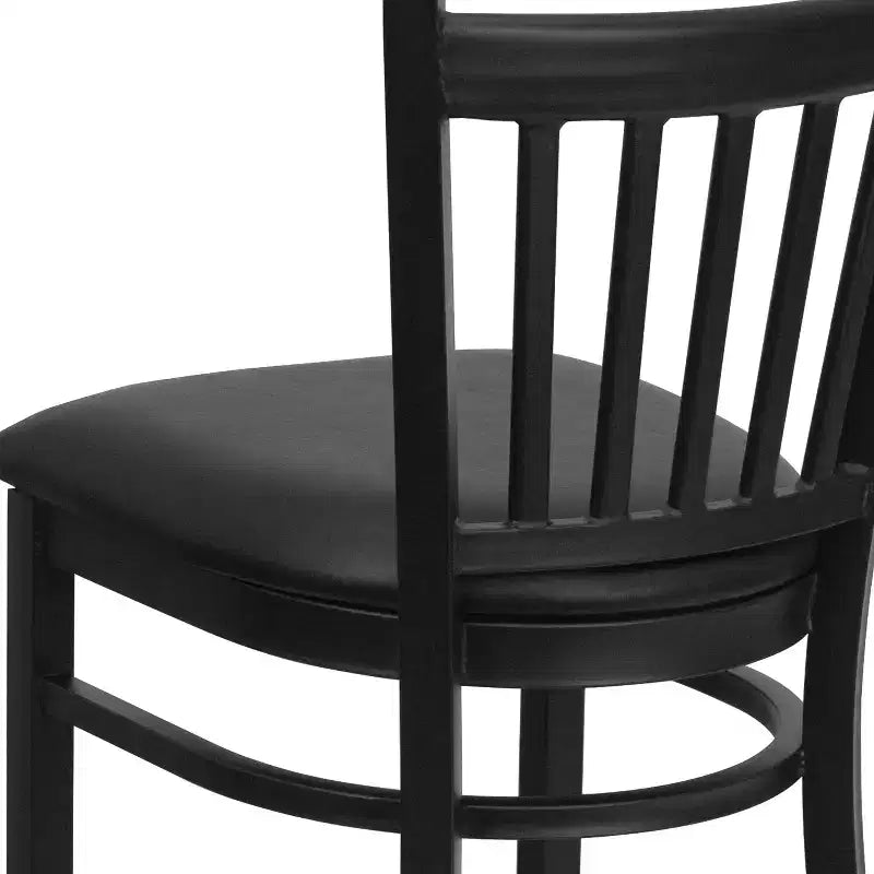 Tabouret de bar/restaurant en métal noir avec dossier vertical