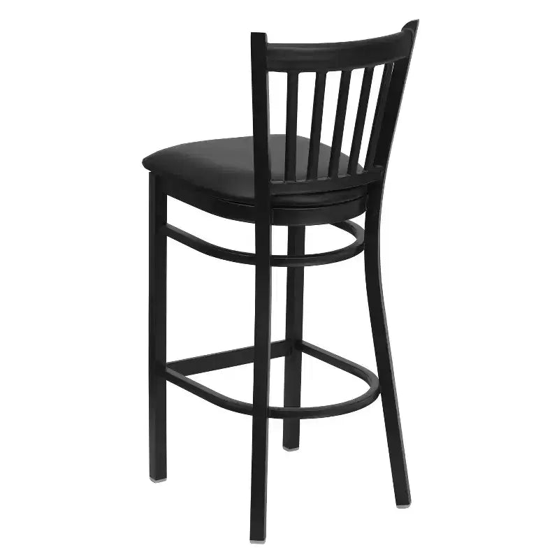Tabouret de bar/restaurant en métal noir avec dossier vertical
