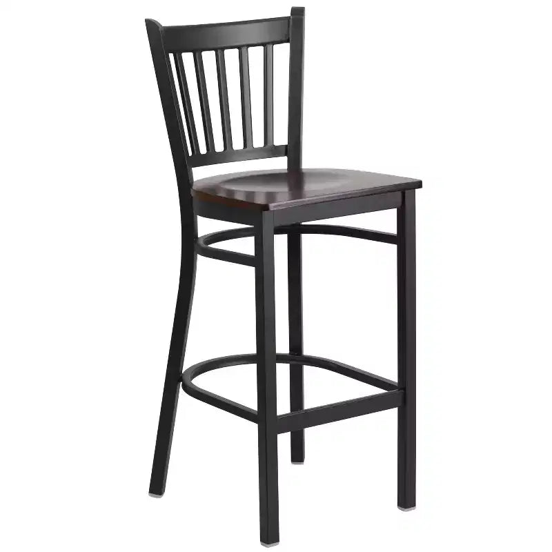 Tabouret de bar/restaurant en métal noir avec dossier vertical