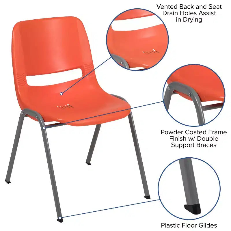 Chaise de salle de classe empilable ergonomique avec coque pour étudiant, chaise d'appoint de bureau